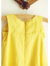 Yellow Cotton Knee Length Classic Flower Girl Dress